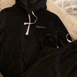 Calvin Klein velvet matching sweatshirt and pants